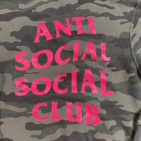 Anti Social Social Club Green Camouflage Hoodie Sweatshirt - Picture 5 of 7